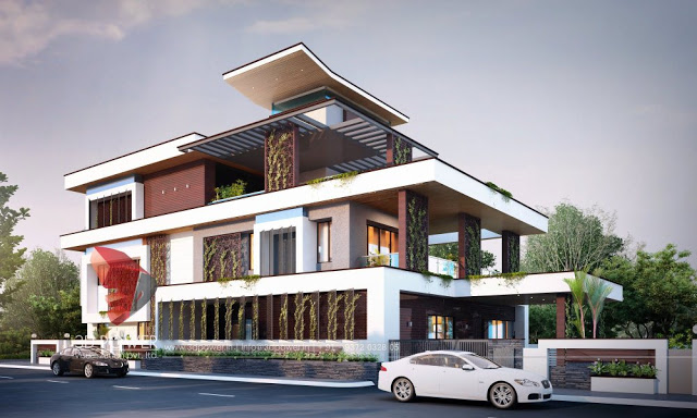 Luxurious 3D Exterior Rendering of a Bungalow
