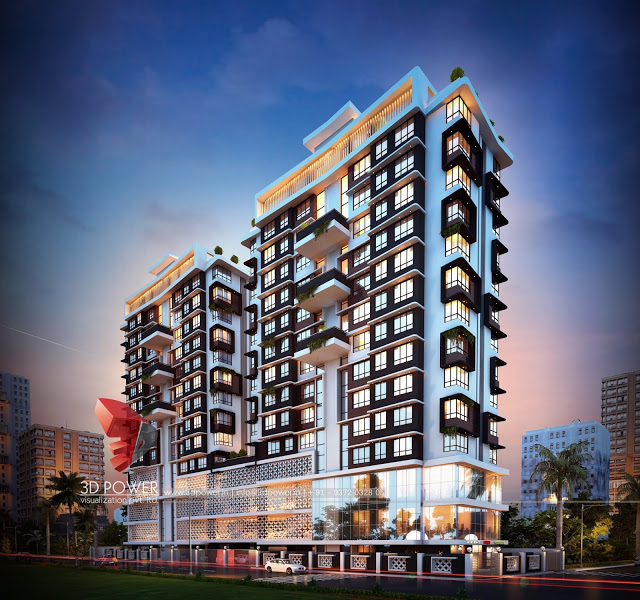 architectural-rendering-commercial-apartment-evening-view
